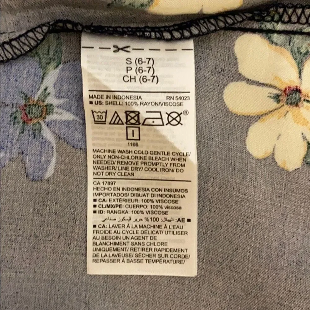 NWT New OLD NAVY Navy Blue Floral Summer Dress Fit & Flare S (6-7)